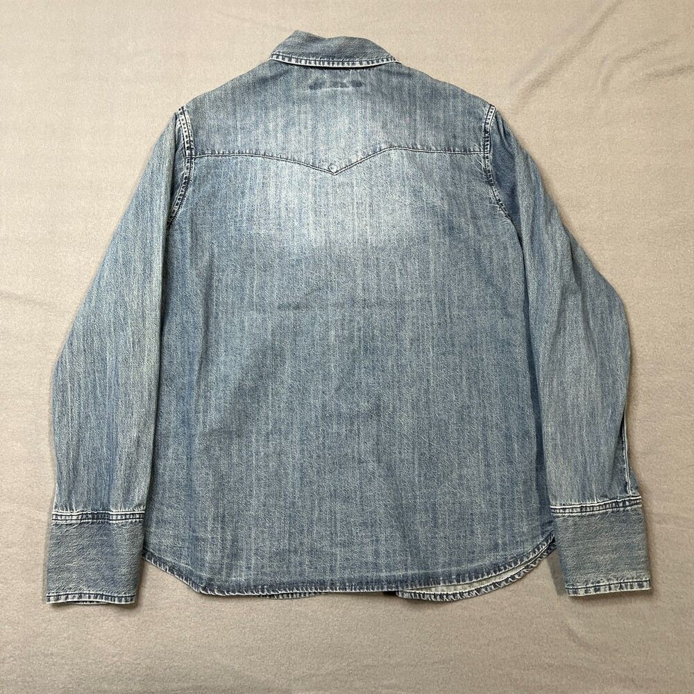 Stetson Denim Shirt Womens Large Blue 100% Cotton Long Sleeve Classic Pearl Snap - Picture 2 of 11